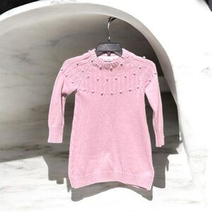 cupcakes and cashmere Blush Rose Pink Knit Sweater With Pom Poms Coquette Femme